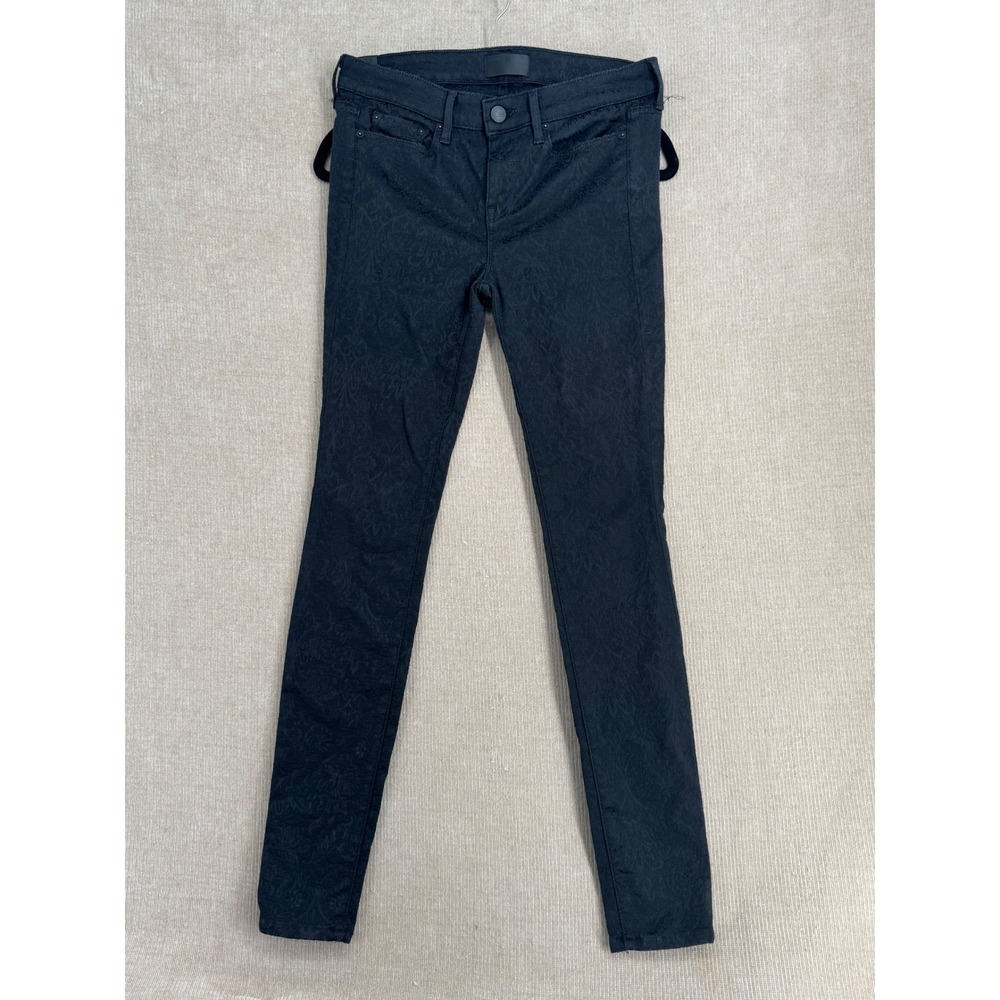 Vince Black Paisley Jacquard Skinny Jeans Womens Size 29 Low Rise Damask Pants